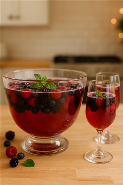 Beeren Mitternachtsbowle – farbintensiv, fruchtig und perfekt für Silvester