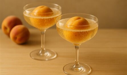 Pfirsichbowle mit Champagner – elegant, fein und zurückhaltend fruchtig