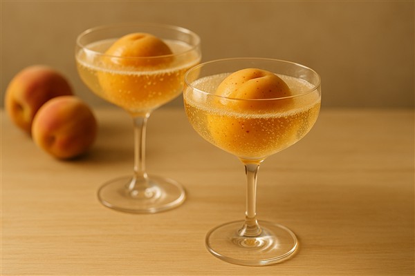 Pfirsichbowle mit Champagner – elegant, fein und zurückhaltend fruchtig