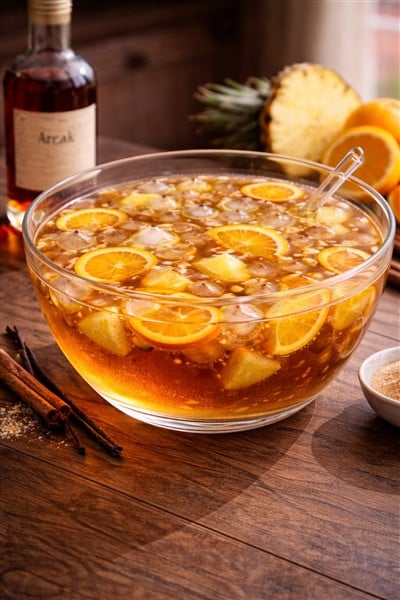 Punschbowle – klassisches Rezept mit Gewürzen und Arrak