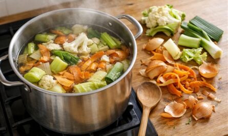Gemüsebrühe selber machen ist einfach, günstig und nachhaltig. Mit Gemüseresten entsteht eine aromatische Grundbrühe für Suppen, Soßen und Eintöpfe.