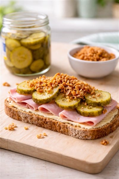 IKEA Hotdog Reste verwerten: Gurken-Zwiebel-Schinkenbrot