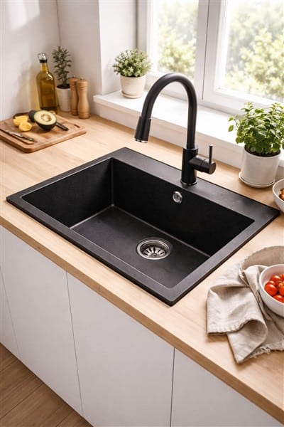 Schwarze Spüle reinigen: So bleibt sie sauber, ohne Schlieren und Flecken