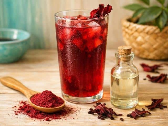 Hibiskuslimonade ohne Zucker: Bissap-Instantpulver für kaltes Wasser