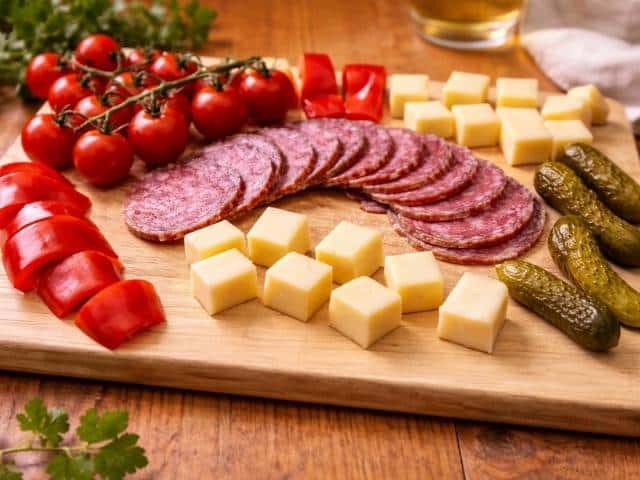 Antipasti Teller mit PICK Salami – schnelle Brotzeit ohne Kochen