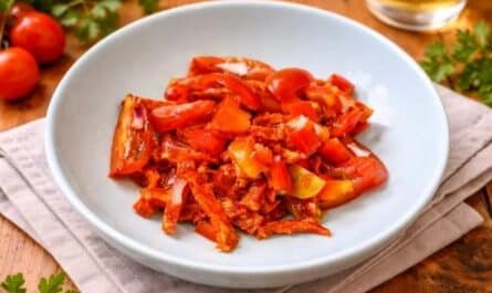 Paprika-Tomaten-Salat mit Kolbász – schneller Salat ohne Kochen