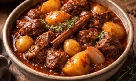 Stifado im Slow Cooker mit Kartoffeln