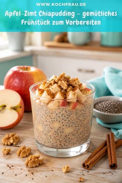 Apfel-Zimt Chiapudding als Frühstück zum Vorbereiten.