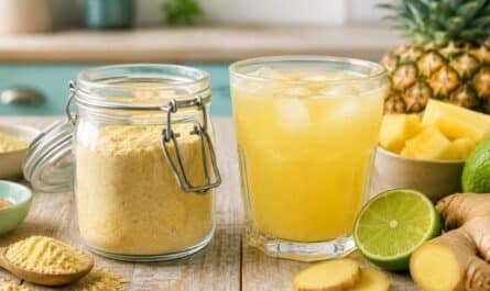 Ingwer-Ananas-Pülverchen für ein schnelles Getränk