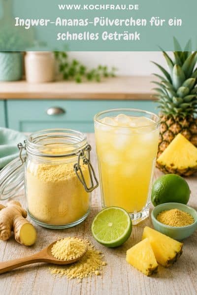 Ingwer-Ananas-Pülverchen für ein schnelles Getränk